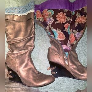 Kenzie Stylish Bronze Wedge Boots